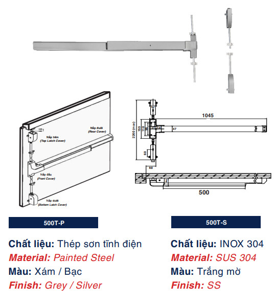 SO SÁNH TAY ĐẨY PANIC BAR VÀ TAY NẮM CỬA THÔNG THƯỜNG CÙNG VỊ TRÍ
